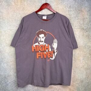 Y2K 2007 Borat Movie Promo T Shirt Mens Sz XL Gray High Five Sacha Baron Cohen